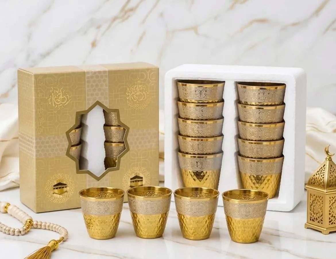 Golden Embossed ZAMZAM,Tea & Kahwa Cup Set 12-Piece