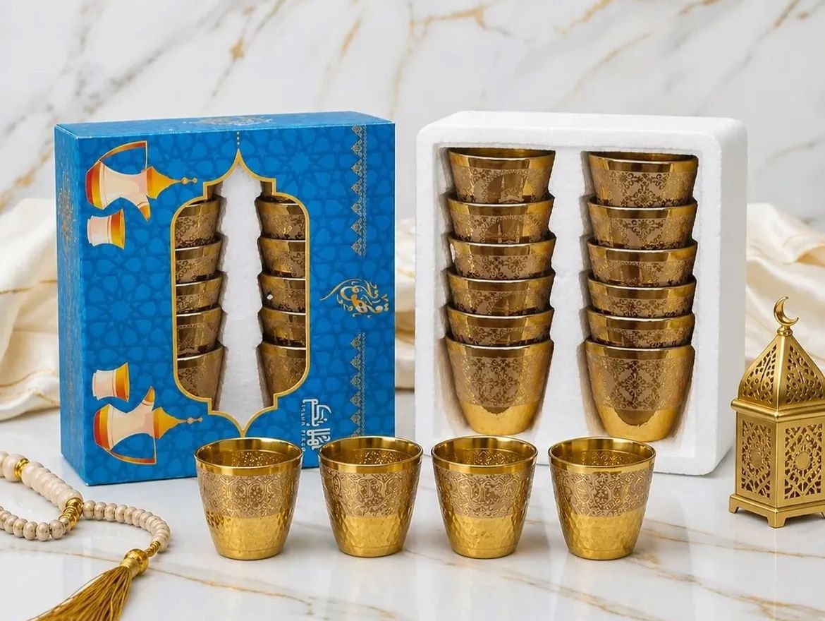 Golden Embossed ZAMZAM,Tea & Kahwa Cup Set 12-Piece