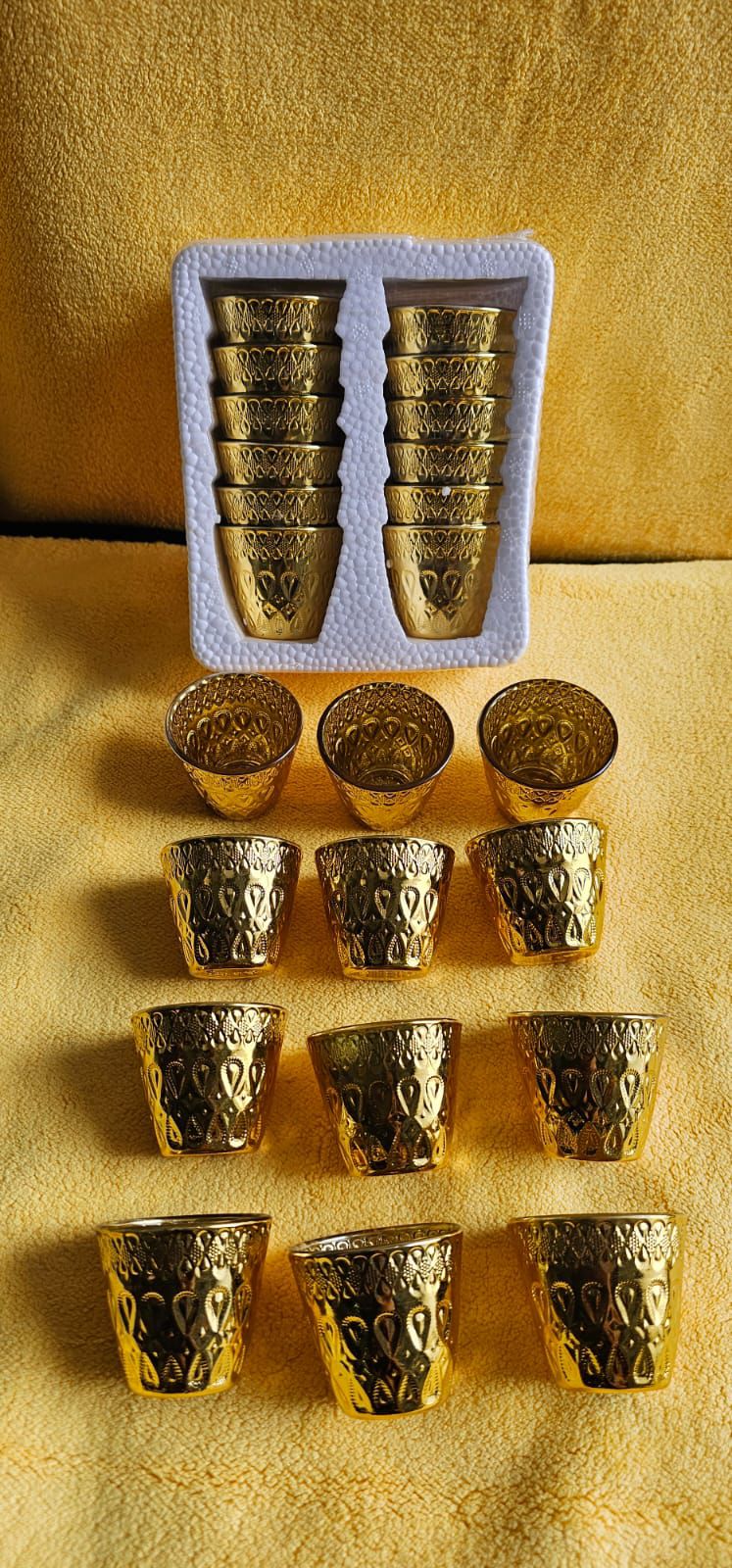Golden Embossed ZAMZAM,Tea & Kahwa Cup Set 12-Piece