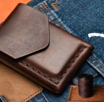 Premium Genuine Cow Leather Slim Wallet with Card Holder – Minimalist Vertical Design