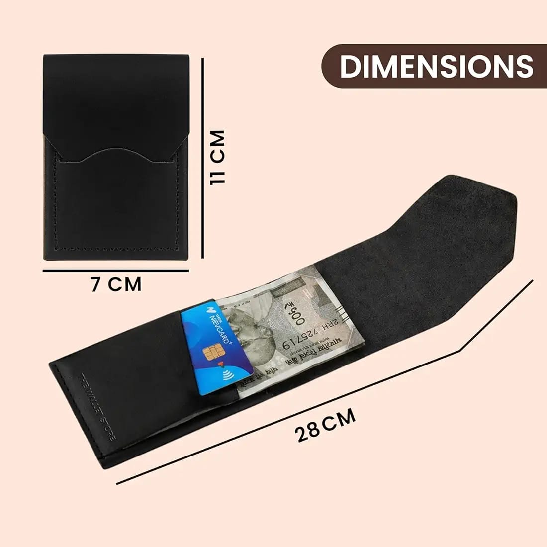 Premium Genuine Cow Leather Slim Wallet with Card Holder – Minimalist Vertical Design
