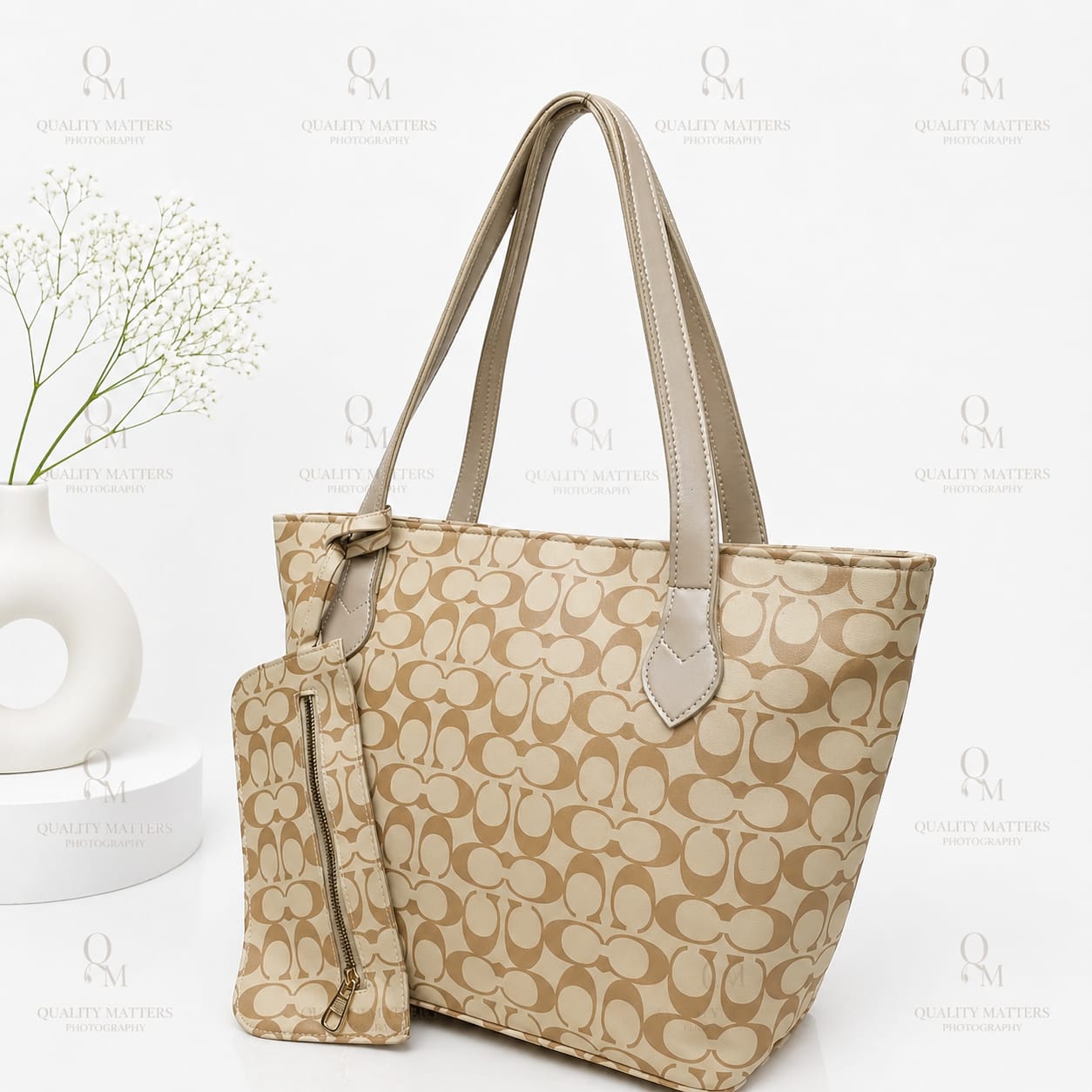Stylish 2 Pcs Tote Bag Set for Women – Large Capacity Shoulder Bags with Mini Pouch