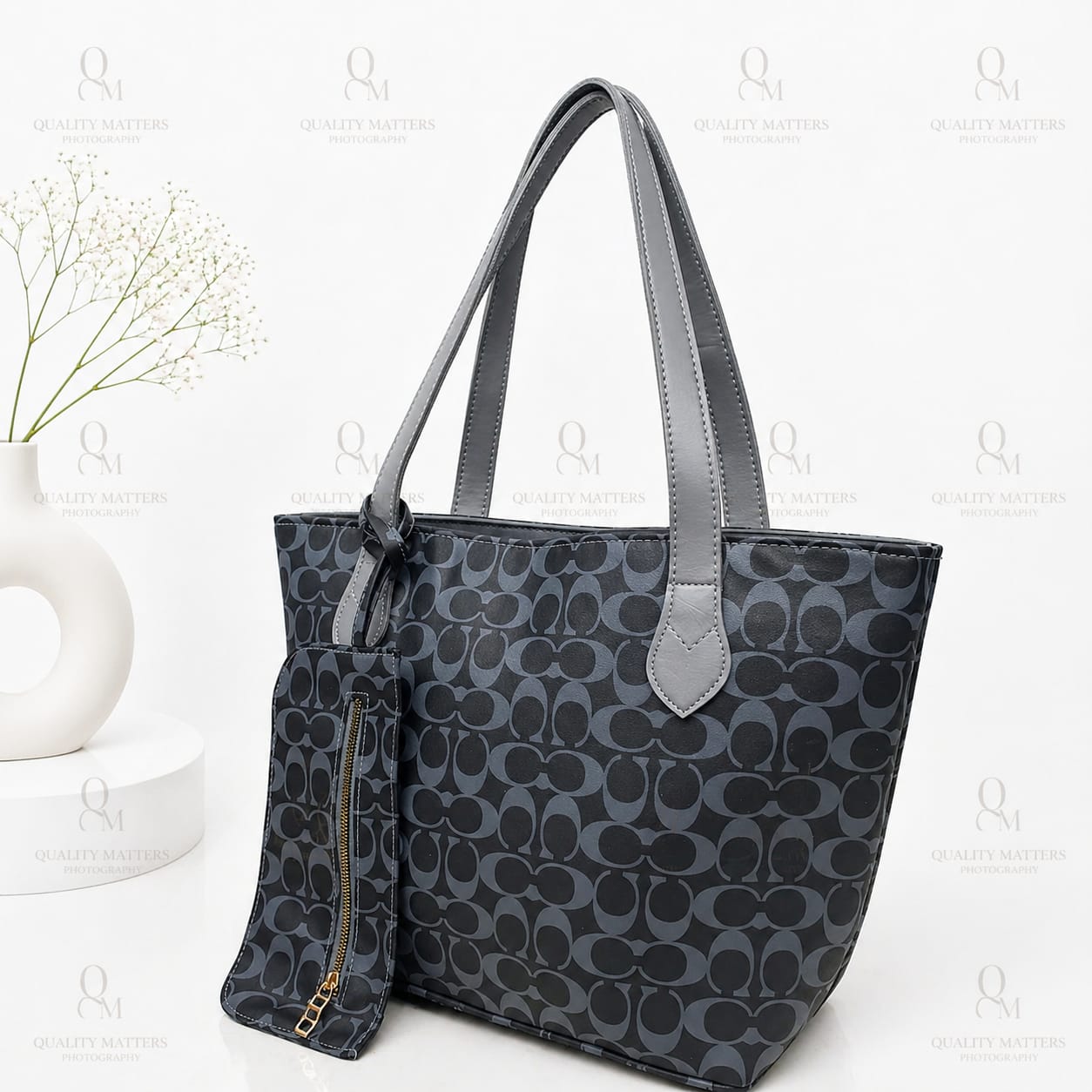 Stylish 2 Pcs Tote Bag Set for Women – Large Capacity Shoulder Bags with Mini Pouch