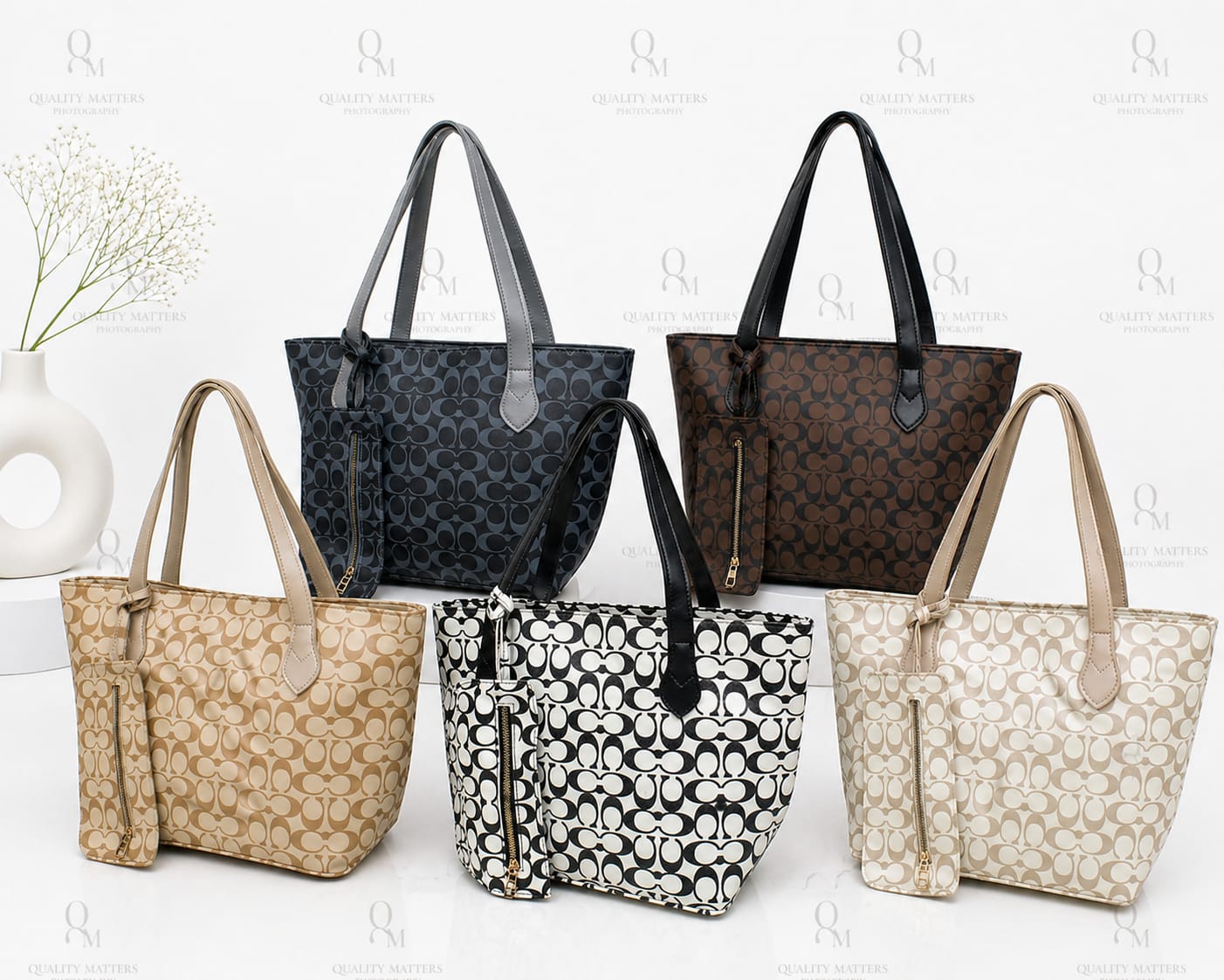 Stylish 2 Pcs Tote Bag Set for Women – Large Capacity Shoulder Bags with Mini Pouch