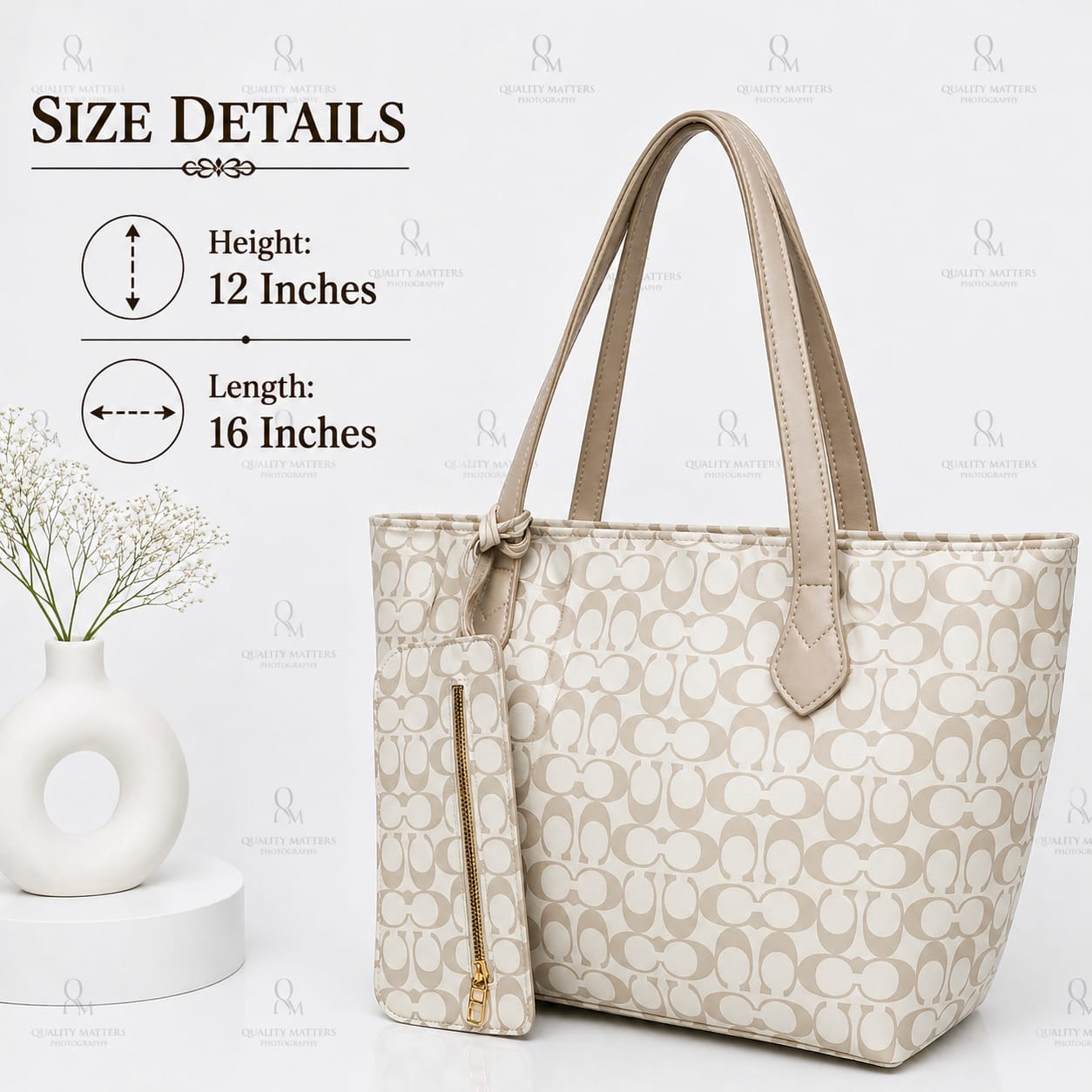Stylish 2 Pcs Tote Bag Set for Women – Large Capacity Shoulder Bags with Mini Pouch