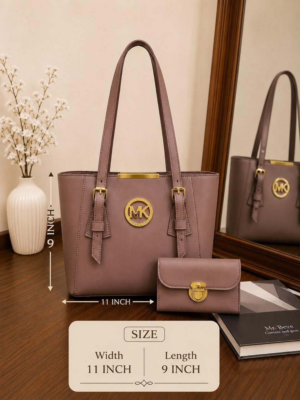 Elegant Women’s Tote Bag with Matching Wallet – 2 Piece MK Handbag Set