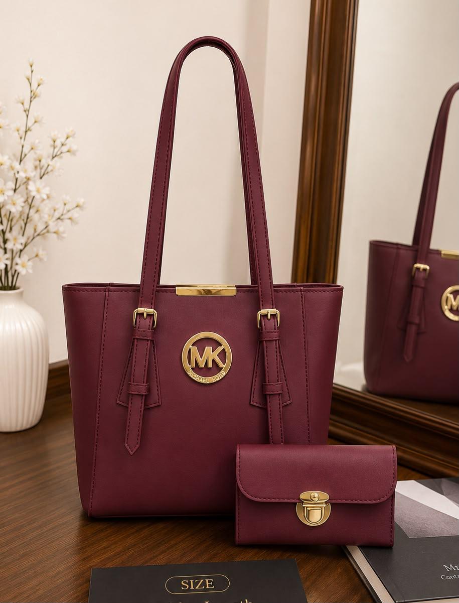 Elegant Women’s Tote Bag with Matching Wallet – 2 Piece MK Handbag Set