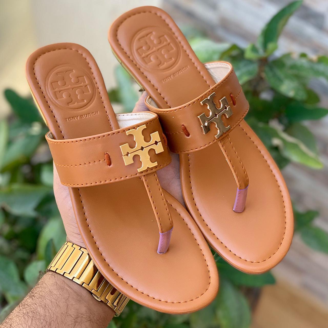 Women’s White Gold Logo Slide Sandals – Premium Flat Summer Slippers