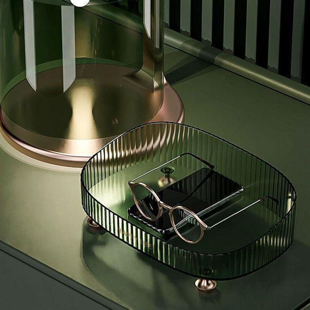 Luxury Ribbed Perfume and Cosmetic Organizer Tray with Gold Feet