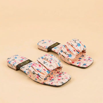 Floral Ruched Slide Sandals for Women