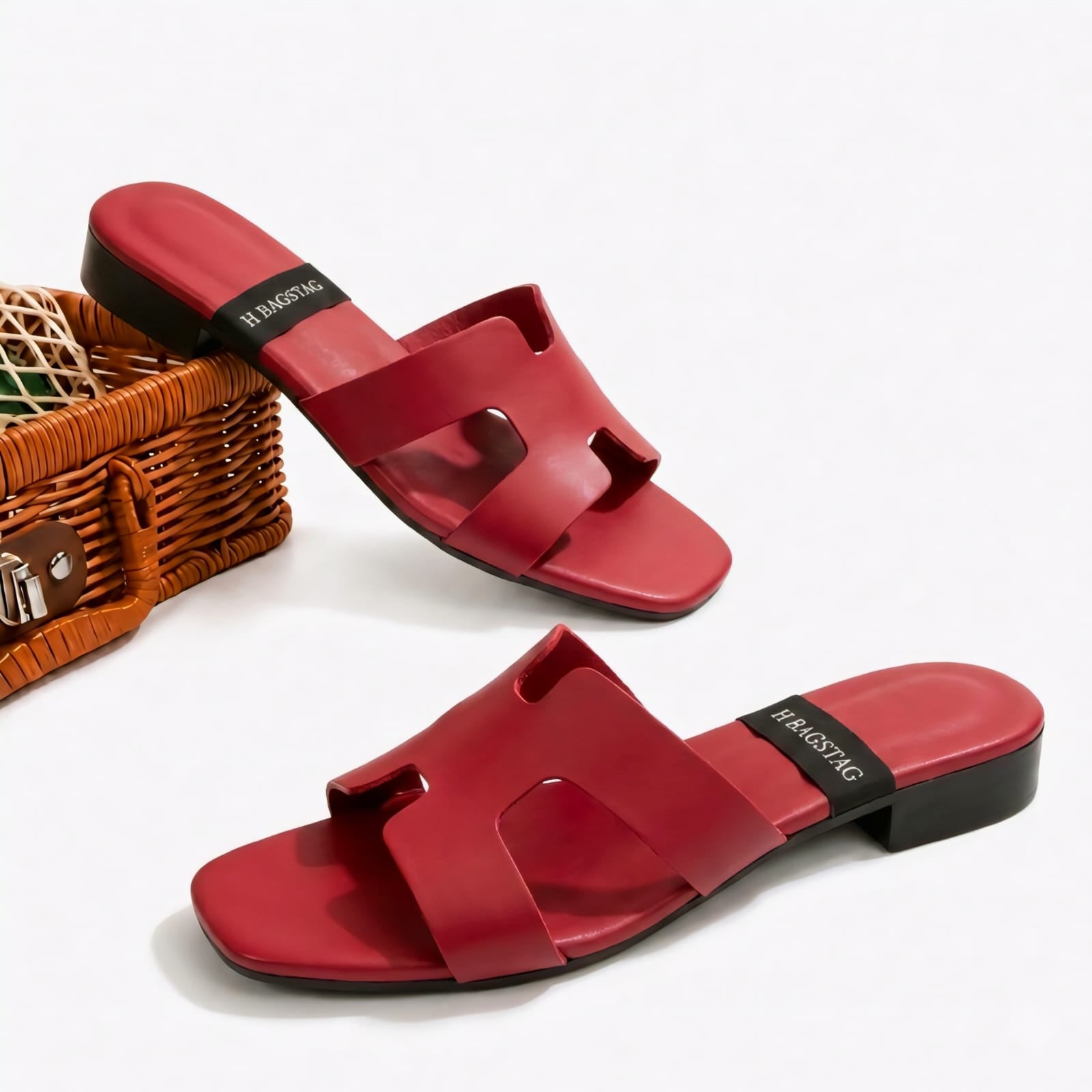 Women’s H-Cut Low Block Heel Slide Sandals