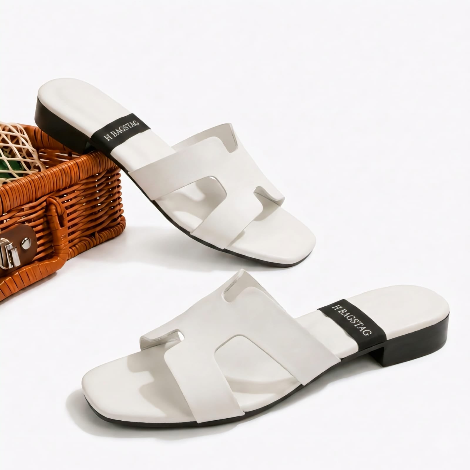 Women’s H-Cut Low Block Heel Slide Sandals