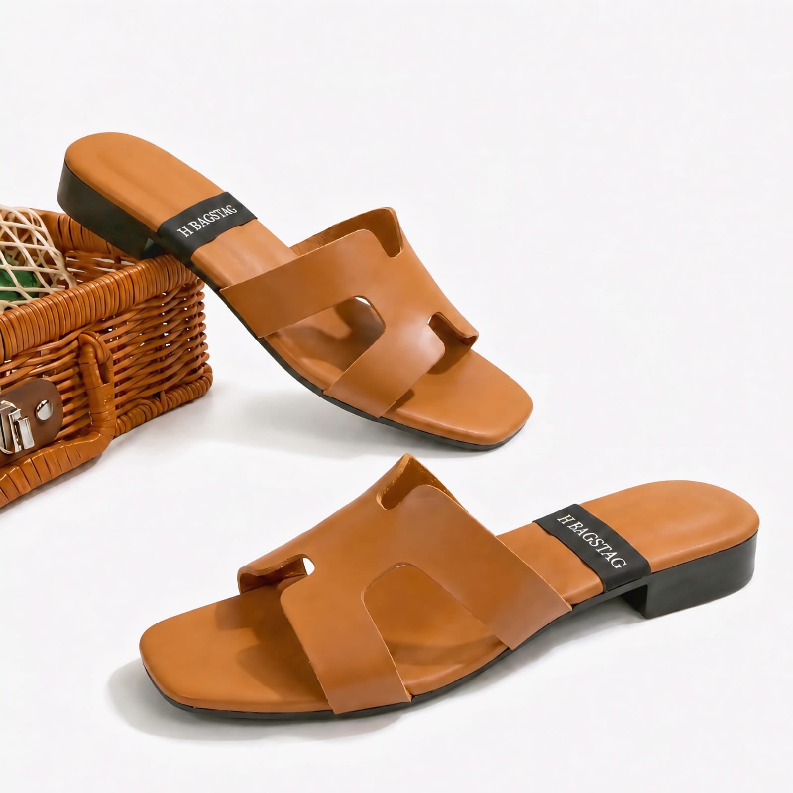 Women’s H-Cut Low Block Heel Slide Sandals