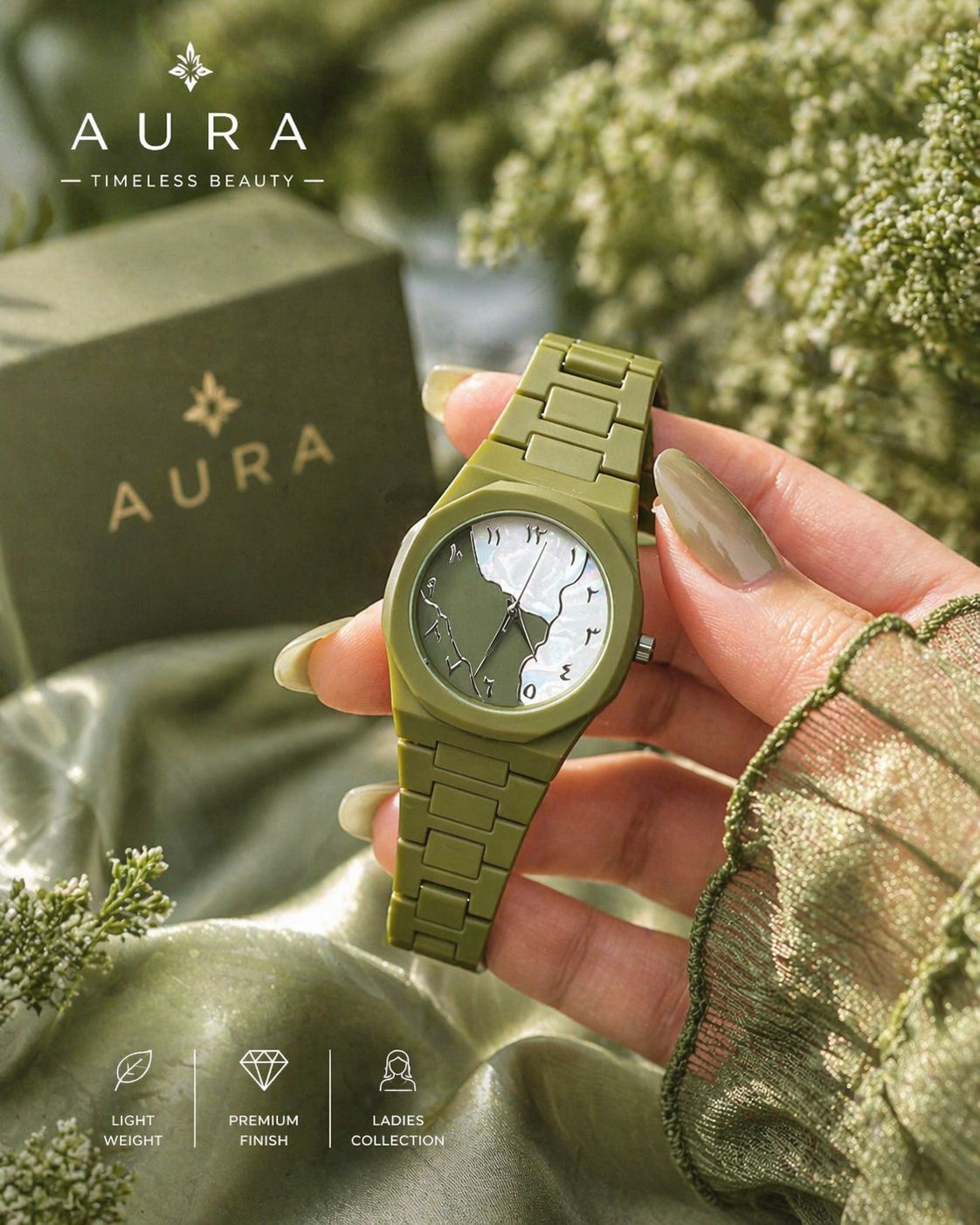 Aura Quartz Watch Black Lightweight Design Arabic Dial Black Aura Arabic Watch For Men Trendy Fiber Plastic Timepiece With Arabic Numerals