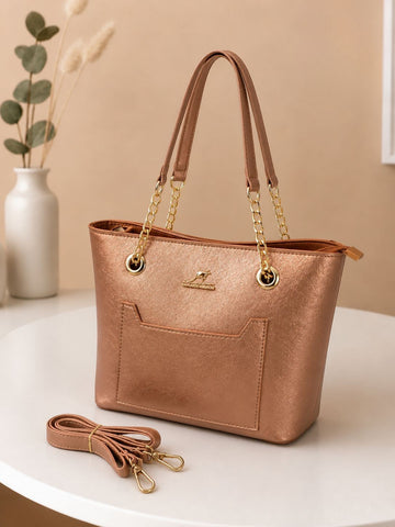 Luxury Women Tote Handbag – PU Leather Chain Shoulder Bag with Detachable Strap