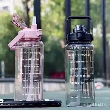 2L Motivational Water Bottle with Straw Lid – Gym & Travel Bottle
