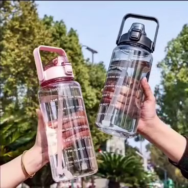 2L Motivational Water Bottle with Straw Lid – Gym & Travel Bottle